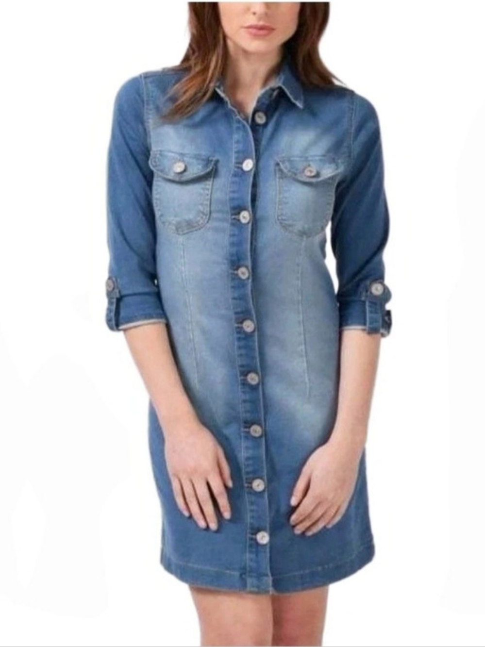 Ardene Women's Blue Denim Mini Button-Up Shirt Dress NWT Size Large